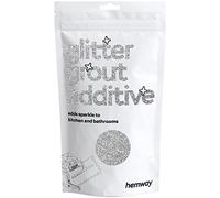 Añadido de purpurina Hemway para lechada; paquete de 100 g, que añade brillo a azulejos de baño o cocina; fácil de utilizar, añádelo o mézclalo con lechadas con base de resina epoxi o cemento, resistente a altas temperaturas, no pierde color ni se oxida, plateado