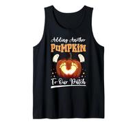 Añadiendo una Calabaza a Nuestro Parche Embarazo Anunciar Halloween Camiseta sin Mangas