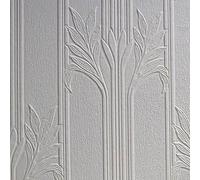 Anaglypta Papel pintado 3D Art déco texturizado geométrico art nouveau de vinilo pintado blanco recubrable