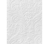 Anaglypta Papel pintado 3D Damasco, estilo barroco, vintage, con textura, floral, de vinilo, se puede pintar en blanco