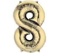 Anagram 44669 Número 8 Foil Mylar Party Globo, Aluminio, Oro Blanco