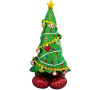 Anagram Globo de Árbol de Navidad AirLoonz, 130 cm, Múltiples Partes, Decoración Navideña, Compatible con Helio y Aire