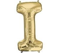 Anagram Letra I Foil Mylar Party Globo 34 pulgadas, oro blanco