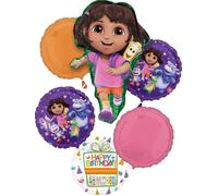 Anagram Suministros para fiesta de cumpleaños de Dora, 6 piezas de decoración de ramo de globos de aluminio