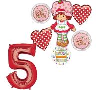 Anagram Suministros para fiesta de cumpleaños número 5, decoración de ramo de globos con forma de pastel de fresa para niña