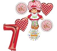 Anagram Suministros para fiesta de cumpleaños número 7, decoración de ramo de globos con forma de pastel de fresa para niña