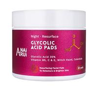 ANAiRUi Almohadillas exfoliantes de ácido glicólico 35% AHA con vitaminas B5, C y E, avellana bruja, caléndula, Glycolic Acid Pads limpieza facial para manchas oscuras y acné, 80 Pads