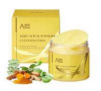 ANAiRUi Pads de limpieza facial con ácido kójico y cúrcuma, Pads exfoliantes con cúrcuma, niacinamida salicilato, cuidado facial limpiador para una limpieza profunda, eliminación del acné, 50 piezas