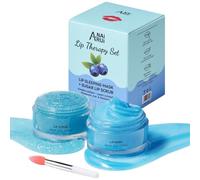ANAiRUi Set de exfoliante y bálsamo labial, mascarilla nocturna, exfoliante labial, set de regalo para labios secos, agrietados y descamados, Regalo para el Día de la Madre (Arándano)