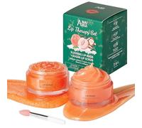 ANAiRUi Set de Exfoliante y Mascarilla Labial, Set de Cuidado Labial de Melocotón y Colágeno para Navidad - Bálsamo Labial para Labios Secos, Agrietados y Perfilados