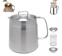 ANAIUCY Stainless Steel Oil Filter Pot,304 Stainless Steel Large Capacity Versatile Oil Filter Pot,Cooking Oil Container with Strainer,Bacon Grease Container with Strainer