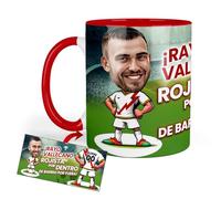 Anak Anak Tazas desayuno Futbol - Taza personalizada con caricatura y nombre - Tazas originales para regalar fanáticos futbol - Taza de futbol Español - Tazas de cafe 350 ML - Regalos (Rayo Vallecano)