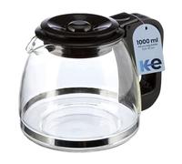 Anakel Home Jarra de Cristal para Cafetera de Goteo con Altura Regulable | Medidas 13,5-15cm de Alto x 14cm de Ancho | Jarra de Café con Tapadera, Color Negro