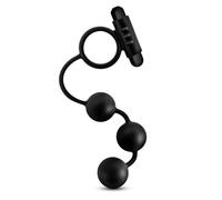 Anal Adventures Anal Adventures - Platino - Cuentas anales con anillo vibrador para el pene
