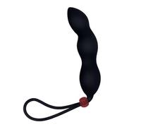 Anal Butt Plug 2 en 1 Gel de sílice Anal Butt Plug Cuentas anales Máquina sexual Anillo para el pene Anillo para el pene Juguetes sexuales gay para hombre adulto Mujer Ano butt plug(Black)