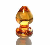 Anal Butt Plug 55 mm Cristal Anal Plug Masturbador Bola Grande Glass Anal Consolador Grano Pene Falso Adulto Masturbándose Juguetes Sexuales Para Mujeres Hombres Gay(Yellow)