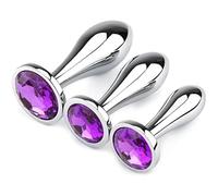 Anal Butt Plug Anal Butt Plug Juego de 3 piezas Metal Anal Butt Plug con Crystal Diamond Principiante Juguetes sexuales anales para adultos Unisex Ano Sex Machine(Lila)