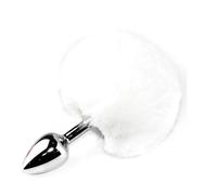 Anal Butt Plug Conejo Anal Plug Juguete Sexual Aleación Felpa Anal Plug Cosplay Linda Cola Anal Juguete Erótico para Pareja Hombre Mujer Gay Accesorios Sexuales Exóticos(White)