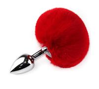 Anal Butt Plug Conejo Anal Plug Juguete Sexual Aleación Felpa Anal Plug Cosplay Linda Cola Anal Juguete Erótico para Pareja Hombre Mujer Gay Accesorios Sexuales Exóticos(Red)