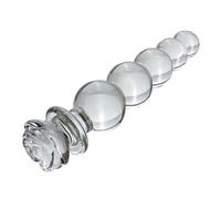 Anal Butt Plug juguetes sexuales para mujeres producto adulto masturbador Anal grano transparente forma de flor Anal Plug máquina sexual consolador de vidrio(L)