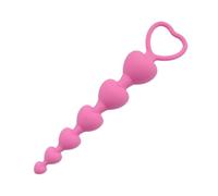 Anal Buttplug 6 cuentas Anal Plug Corazón Grandes Bolas Anales Silicagel ano Juguete G Punto Masturbador Máquina Sexual Butt Plugs Adultos Juguetes Sexuales Pareja Mujeres Sexy(Pink)