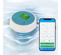 Analizador de Calidad de Agua 6 en 1 Flotante con Bluetooth Mide Cloro, pH, CE (Conductividad), ORP (Potencial Redox), Salinidad y Temperatura - Conexión a APP para Piscinas e Hidroponía