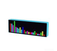 Analizador de espectro de audio - 384 LED 5V-Reloj electrónico de espectro musical LED colorido - Controlado por voz - Ecualizador gráfico digital de luz rítmica - Ecualizador estéreo (azul)
