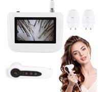 Analizador de pelo de piel, microscopio digital LCD de 5 pulgadas, escáner detector de cuero cabelludo, 50X 200X, portátil, recargable, aceite de folículo piloso, detector de aumento de humedad