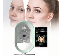 Analizador de piel facial con IA, 12 analizadores espectrales, detector de humedad para salón de belleza y hogar, compatible con varios idiomas.,Green