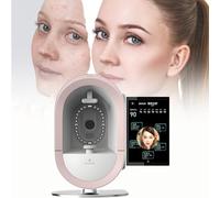 Analizador de piel facial con IA, 12 analizadores espectrales, detector de humedad para salón de belleza y hogar, compatible con varios idiomas.,Pink