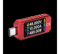 Analizador de potencia tipo C C5 compatible con pruebas de protocolo PD3.1 EPR y evaluación del rendimiento del dispositivo de carga con pantalla IPS de 1.47 pulgadas (rojo)