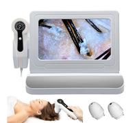 Analizador profesional de piel y cabello con LCD HD de 11 pulgadas, aumento de 50X/200X para uso doméstico y de salón, dispositivo de detección de folículos todo en uno (plateado)