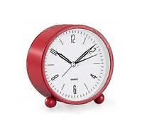 Analog Alarm Clock, 4 inch Super Silent Non Ticking Small Clock with Night Light, Battery Operated, Simply Design, for Bedroon, Bedside, Desk, (Red)