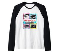 Analog Soul Retro Vintage Casete Vinilo Cámara Estética Camiseta Manga Raglan