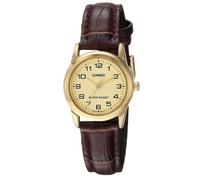 Analógico Modelo Casio Women's Fashion Designer Gold Dial Brown Leather Strap Watch LTP-V001GL-9BUGF. Marca CASIO