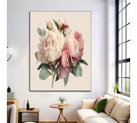 ANALTIRCE Arte En Lienzo Decoración Mural Ramo Peonías Plantas, Pintura Póster Impresión Elegante Floral Con Rosa Para Dormitorio Salón Cocina, 30×40 cm Sin Marco