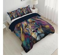 ANALTIRCE Edredon Cama 90 Tinta Salpicada León Estampado Infantil, Edredón Nórdico 4 Estaciones 140x200cm, Colcha Transpirable De Microfibra Lavable Animales Salvajes, 1 Fundas De Almohada