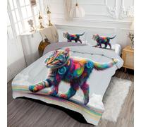 ANALTIRCE Edredón Nórdico Cama 135/150, Relleno Nórdico Estampado Grafiti Arcoíris Gato 240x220cm con 2 Fundas de Almohada 50x75 cm, Soledad Animales Edredón 4 Estaciones Infantil y Juvenil