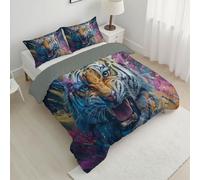 ANALTIRCE Edredón Relleno Nórdico Cama 200,Edredón de Fibra 200gr/m², 264x230cm 4 Estaciones Estampado Tigre Feroz 3D Edredón Animales Salvajes De Mariposa Suave y Ligero con 2 Fundas
