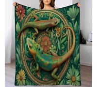 ANALTIRCE Manta de Franela Abstracto Geco Flores, Microfibra Suave Acogedora y Cálida Manta, 3D Estampado Mandala Animales Cubierta de Cama Mantas de Sofa Cama para Adultos y Niños 130 × 150 cm