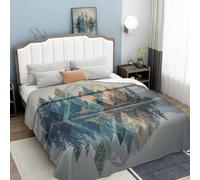 ANALTIRCE Manta Franela para Cama, Manta para Sofá Abstracción Geometría 220 × 240 cm Suaves Microfibra Grande Flannel Blanket, Lagos Niebla Bosques Estampado Mantas Invierno Calentitas Gris