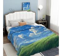 ANALTIRCE Manta Franela para Cama, Manta para Sofá Resumen Pradera 180 × 200 cm Suaves Microfibra Grande Flannel Blanket, Cuentos Hadas Paisajes Estampado Mantas Invierno Calentitas Azul