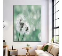 ANALTIRCE Naturaleza Plantas Su Stampa Su Tela Con Verde Diente León Flores, Poster Decorativi Arte Da Parete Per Arredo Moderno Soggiorno, Misura 60×80 cm Senza Cornice