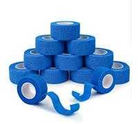 ANAMPION Venda Cohesiva 12 Pack 2.5cm x 4.5m Venda Cinta Bendaje Adhesiva Vendaje Autoadhesivo Deportiva Tape Cohesivo Para Muñeca Dedos Lesiones Deportivas,Hinchazó (Azul)