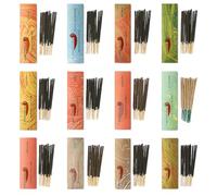 Anandam Auroshikha Mini Juego de varillas de incienso con 12 aromas diferentes, duración de combustión aprox. 15 minutos, solo 10 cm de longitud, ideal para tiempos de ahumado más cortos, espacios