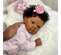 Anano 45cm Bebé Reborn De Silicona Cuerpo Completo Afroamericana Niña - Muñeca De Silicona De Raza Mixta con Rasgos Étnicos, Muñecas Bebés Reales De Color para Niñas