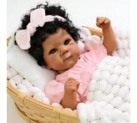 Anano Bebe De Silicona Cuerpo Completo,45 Cm Bebés De Piel Oscura Bebe Reborn Realista,Muñeca Silicona Se Puede Lavar Regalos Hechos a Mano con Accesorios