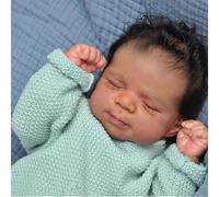 Anano Bebe De Vinilo Cuerpo Completo,45 Cm Muñeco De Niño Bebe Reborn Realista,Muñeca Vinilo Muñeca Negra Se Puede Lavar A Máquina Regalos con Accesorios