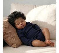 Anano Bebe Reborn de Vinyl Suave y Flexible Christopher 45cm, Muñeca Recién Nacida de Piel Morena, Muñeca Realista Niña Negra, Regalo de Cumpleaños para Niños +3 Años