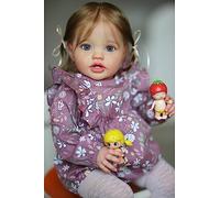 Anano Bebe Reborn Realista 26 Pulgadas 65cm Bebés Reborn Reales De Silicona Blanda Tamaño De La Vida Real 1: 1 Piernas Rectas Bebé Muñeca Hay Vasos Sanguíneos En La Piel (Pelele Floral Violeta)